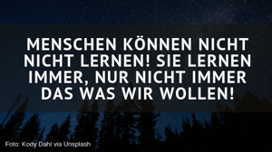 Menschen können nicht nicht lernen. Sie lernen nur nicht das, was wir wollen. Thomas Witt